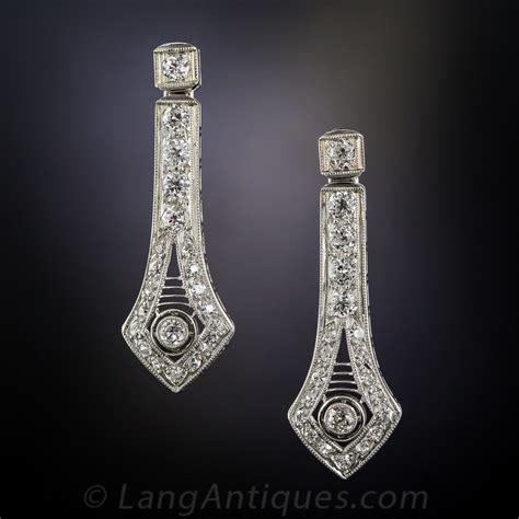 Platinum Diamond Art Deco Earrings