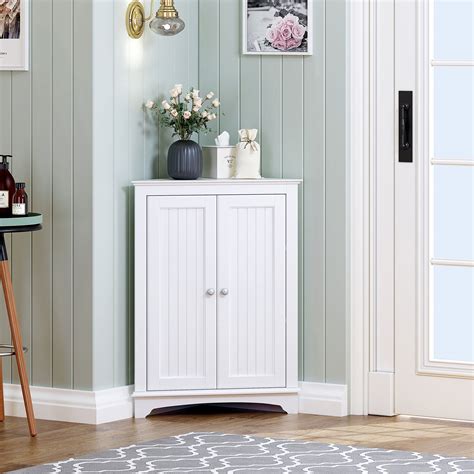 Spirich Corner Cabinet with 2 -Shutter Doors, free-standing floor cabinet, White - Walmart.com