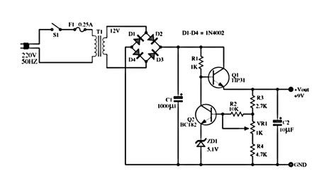 6 - 12 Volt | Adjustable Power Supply Circuit - Electronic Circuit