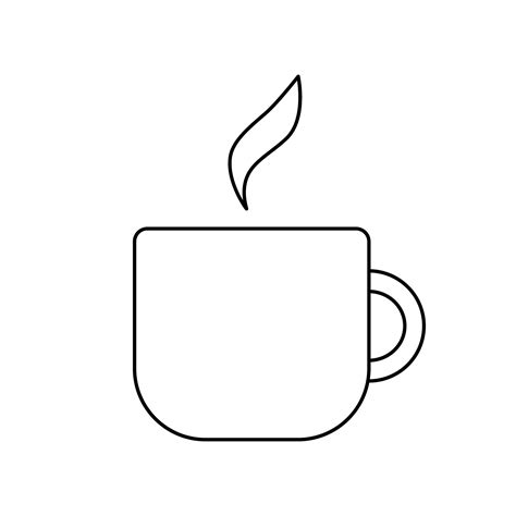 Coffee cup outline icon. Vector illustration isolated on white background. Mug of hot drink ...