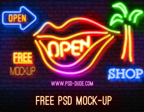 Neon Style Photoshop Free Mock-up | PSDDude