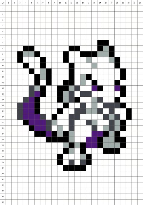 Mewtwo Pokemon Pixel Art Simple Template For Drawing | vlr.eng.br