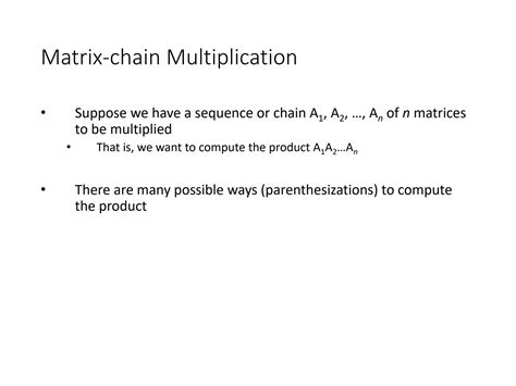 SOLUTION: Matrix chain multiplication algorithm - Studypool