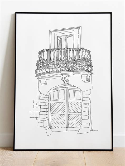 City Line Art for Digital Download Balcony Decor City Art One Line Drawing Digital Print House ...