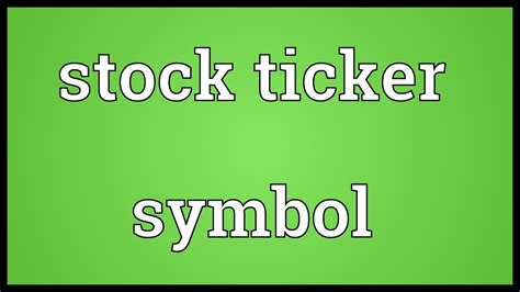 Stock ticker symbol Meaning - YouTube