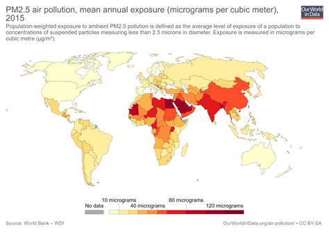 Air pollution severity by countries (PM2.5) : r/MapPorn