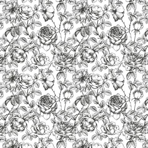 Black and White Floral Wallpaper, Romantic Floral Pattern Wall Mural | anewall – Anewall