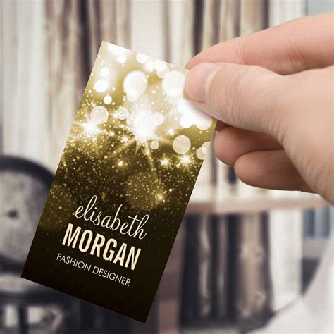 Bright Gold Glitter Sparkle Bokeh Business Card