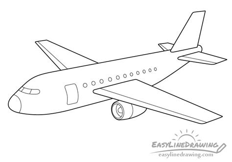 How to Draw an Airplane Step by Step - EasyLineDrawing | Airplane drawing, Plane drawing ...