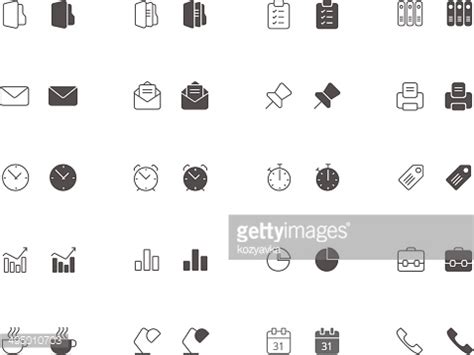 Outline and filled office icon set vector image | Royalty Free