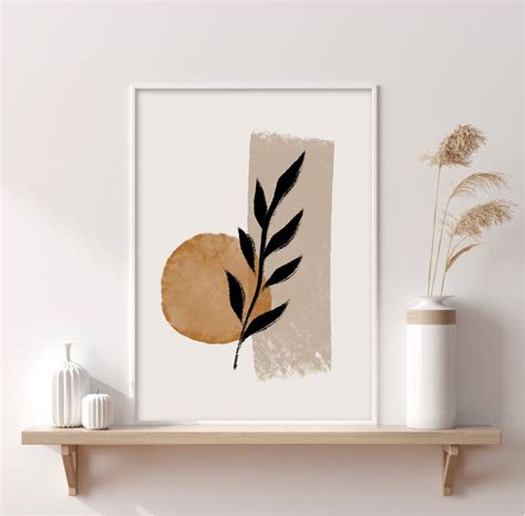 Abstract Botanical Print, Neutral Wall Art, Minimalist Abstract Shapes Print, Boho Decor ...