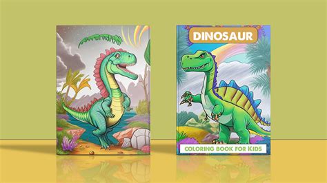 Dinosaur coloring page book cover for Kids on Behance