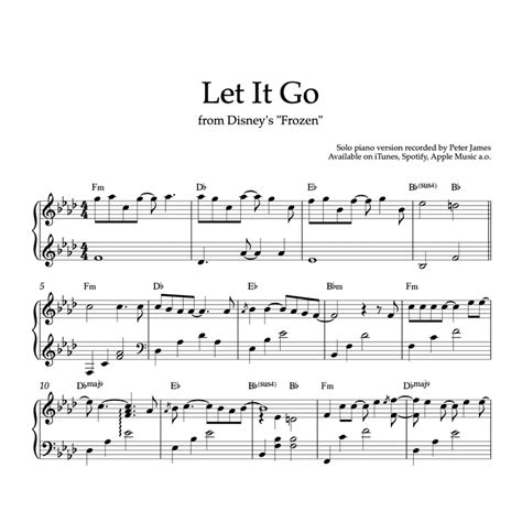 "Let It Go" (Frozen) - Piano Sheet Music for Ballet Class (PDF)