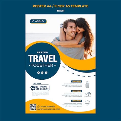 Free PSD | Flat design travel poster or flyer template