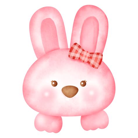 Watercolor pink bunny rabbit clipart. 24390585 PNG