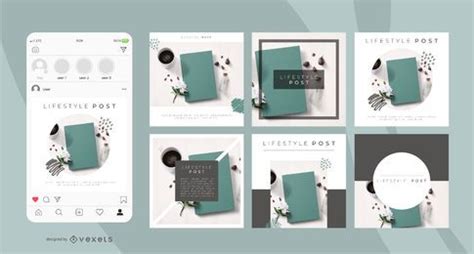 Lifestyle Social Media Post Template Set Vector Download