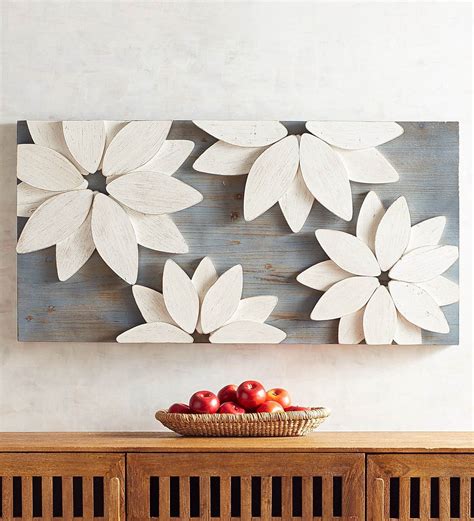 Buy White Mango Wood Flower Wall Art by Wooden Mood Online - Wooden Wall Art - Wall Art - Home ...