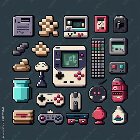 Pixel Art game icon object collection 16 bits, 8 bits Stock Illustration | Adobe Stock