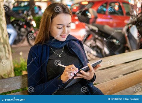 Woman Drawing on Digital Tablet with Stylus Pencil. Stock Photo - Image of technology, future ...