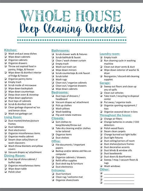 40 Helpful House Cleaning Checklists For You | Kitty Baby Love