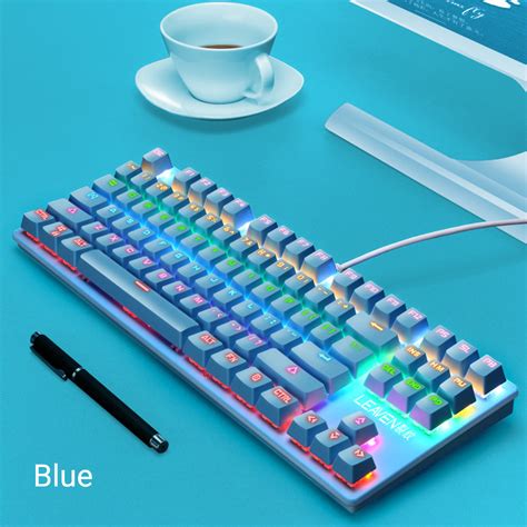 New K550 87 Keys Wired Mechanical Keyboard Blue Switch Waterproof 19 RGB Backlight Gaming ...