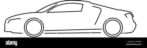 Car Side View Line Drawing - Car Only