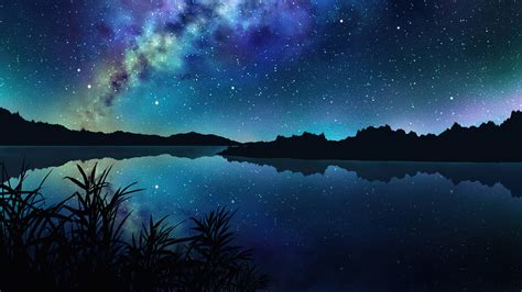 Anime Starry Night Sky Wallpaper Hd Anime Night Sky Stars Clouds | The Best Porn Website