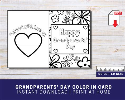 Printable Grandparents Day Color in Card, Grandparents Day Craft Activity for Kids and Toddlers ...