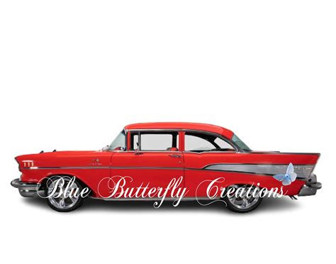 1957 Chevy Bel Air Digital PNG, Chevy Classic Car PNG, Antique Chevy PNG, Red Vintage Chevy Bel ...