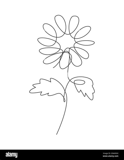 Single continuous line drawing minimalist beauty sunflower. Floral concept for posters, wall art ...