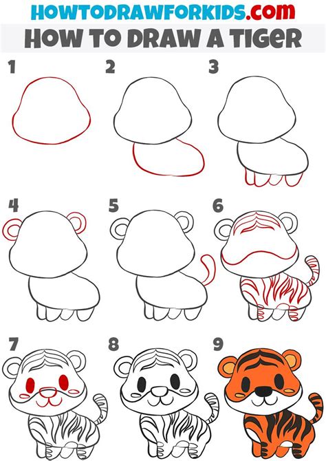 How to Draw a Cartoon Tiger - Easy Drawing Tutorial For Kids in 2022 | Cartoon tiger, Easy ...