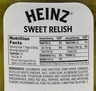 heinz sweet relish ingredients