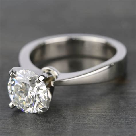 2 Carat Solitaire Diamond Ring - Tapered Platinum Band