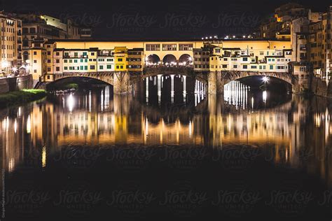 "Ponte Vecchio Bridge By Night, Landmark Of Florence In Italy" by Stocksy Contributor "Giorgio ...