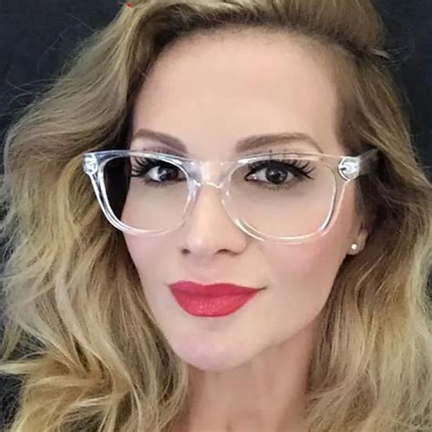 2019 Women Eyeglasses Brand Designer Transparent Frame Prescription Glasses Retro Clear Optical ...