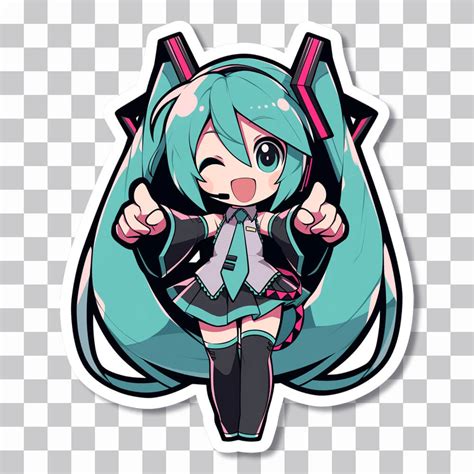 🎤 Hatsune Miku Wink | Vocaloid Charm PNG Sticker Download 💙