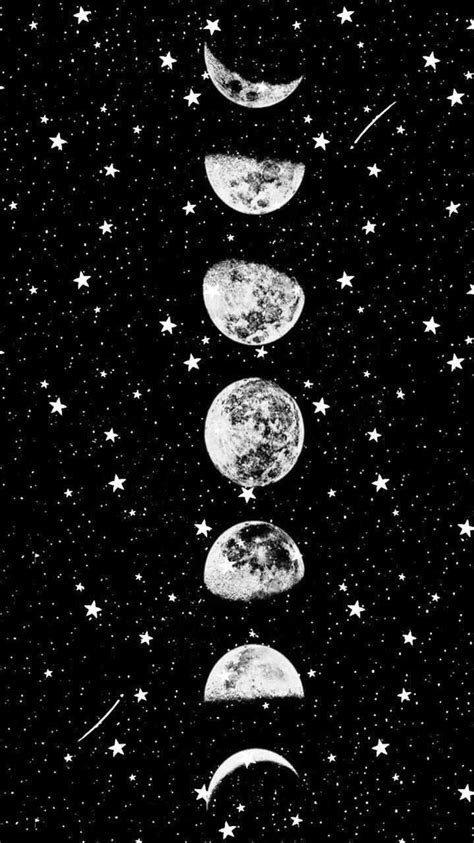 Moon And Stars Wallpaper Discover more aesthetic, background, Black, cute, Galaxy wallpaper ...