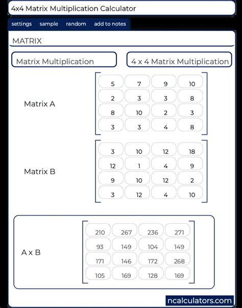 4x4 Matrix Multiplication Calculator