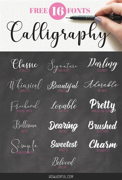 16 FREE calligraphy fonts for your next creative project | Free calligraphy fonts, Chalkboard ...