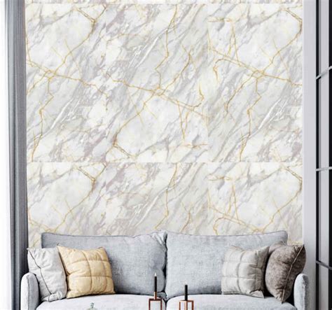 Realistic gray gold marble effect wallpaper - TenStickers