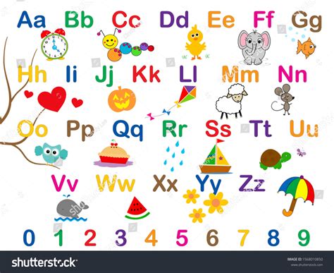 Alphabet Numbers Learning Chart Stock Illustration 1568010850 | Shutterstock