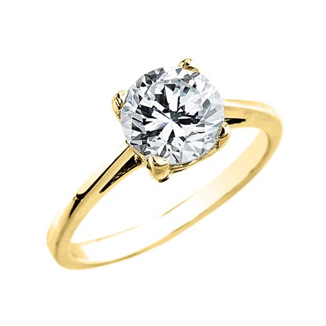 Yellow Gold 2.50 ct Cubic Zirconia Solitaire Engagement Ring