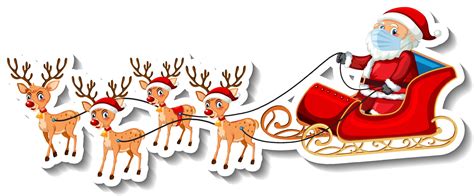 A sticker template with Santa Claus on sleigh and reindeers 3223036 Vector Art at Vecteezy