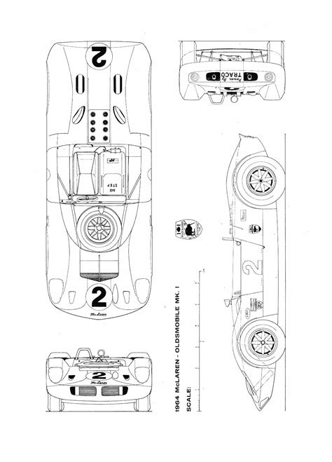 McLaren Oldsmobile M1A Blueprint - Download free blueprint for 3D modeling