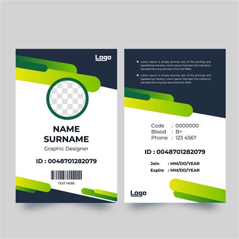 Vertical id card template free download word - dinogar