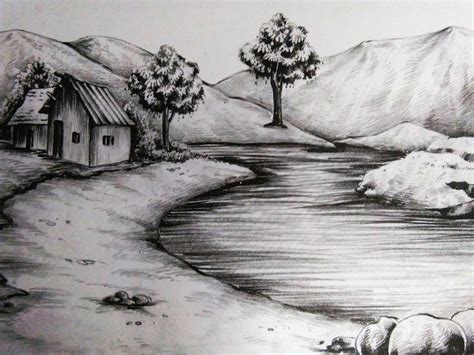 Pin on scenery scketh | Nature art drawings, Pencil drawings of nature, Landscape drawings