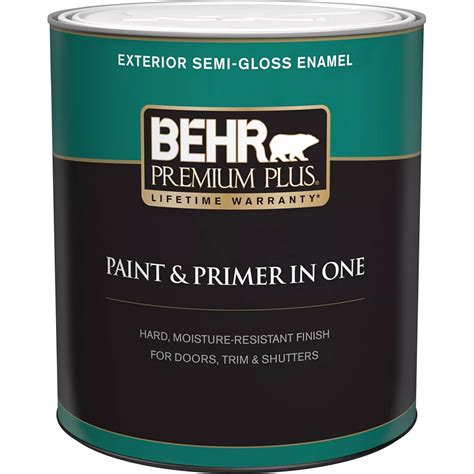 Behr Premium Plus Exterior Paint & Primer in One, Semi-Gloss Enamel - Medium Base, 946 mL | The ...