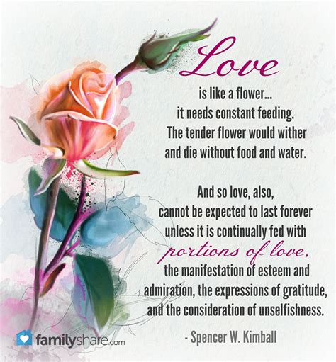 “Love is like a flower... it needs constant feeding. The tender flower would wither and die ...