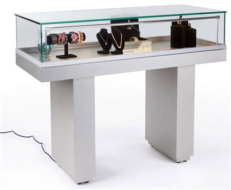 Sit Down Jewelry Case | Hydraulic Lift Opening & Silver Base