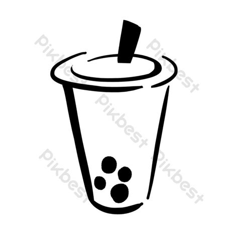 Black And White Milk Tea Illustration PNG Images | PSD Free Download - Pikbest